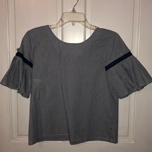 Blue and White Blouse